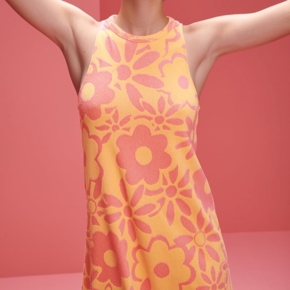 JACQUARD TERRYCLOTH DRESS BRIGHT ORANGE